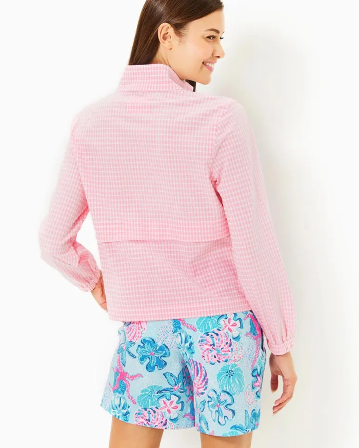 Women Lilly Pulitzer Tops UPF 50 Luxletic Cocos Jacket Conch Shell Pink Performance Gingham Women Lilly Pulitzer Tops UPF 50 Luxletic Cocos Jacket Conch Shell Pink Performance Gingham