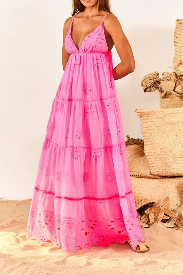 Women Maxi Dresses Farm Rio Neon Pink Maxi Dress