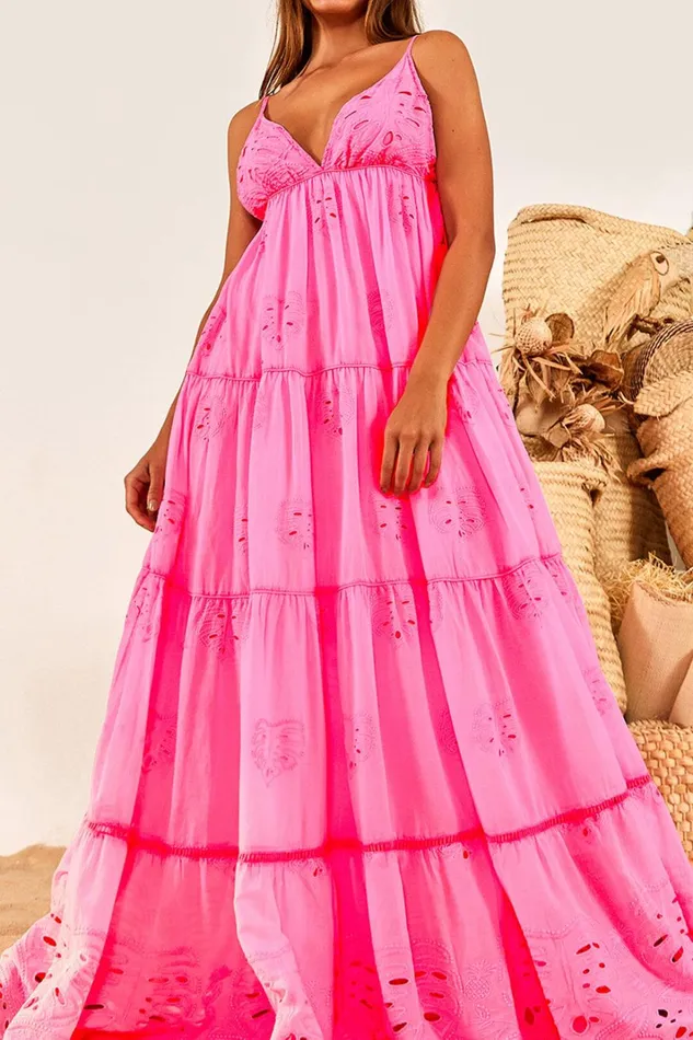 Women Maxi Dresses Farm Rio Neon Pink Maxi Dress
