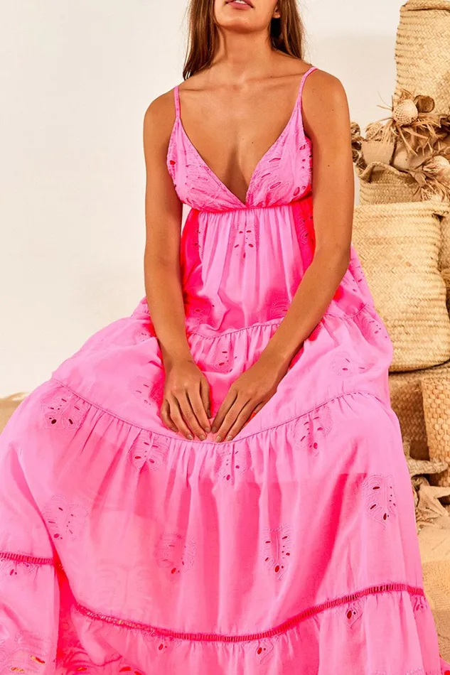 Women Maxi Dresses Farm Rio Neon Pink Maxi Dress