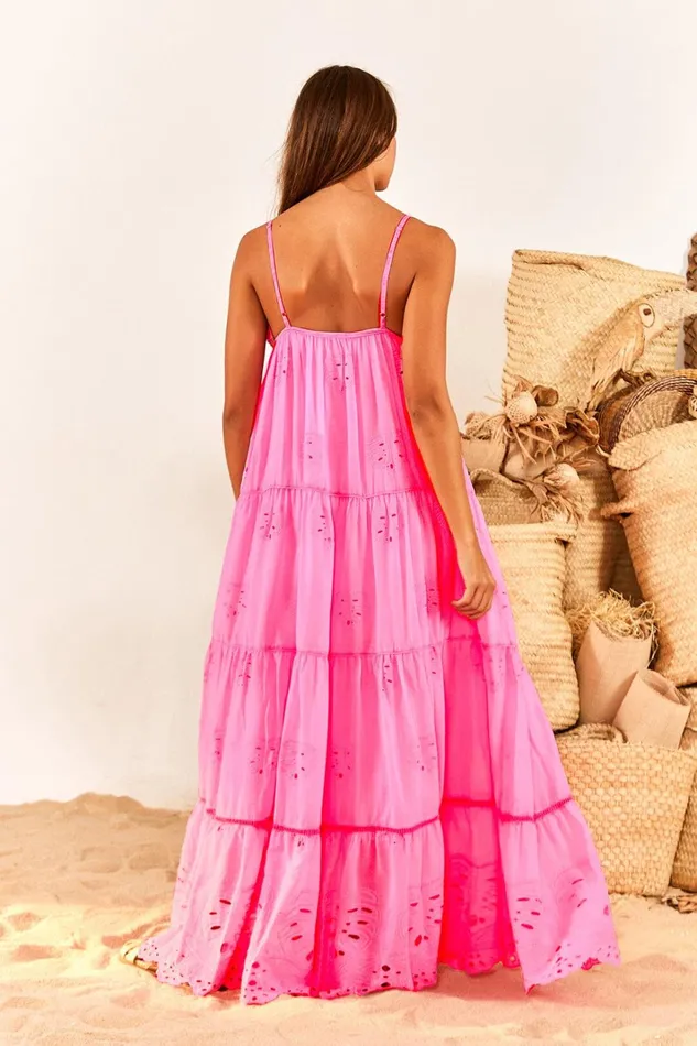 Women Maxi Dresses Farm Rio Neon Pink Maxi Dress