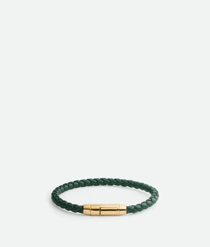 WomenMen Bottega Veneta Bracelets Braid Leather Bracelet Emerald Green