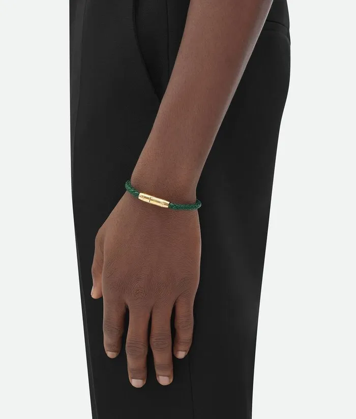 WomenMen Bottega Veneta Bracelets Braid Leather Bracelet Emerald Green