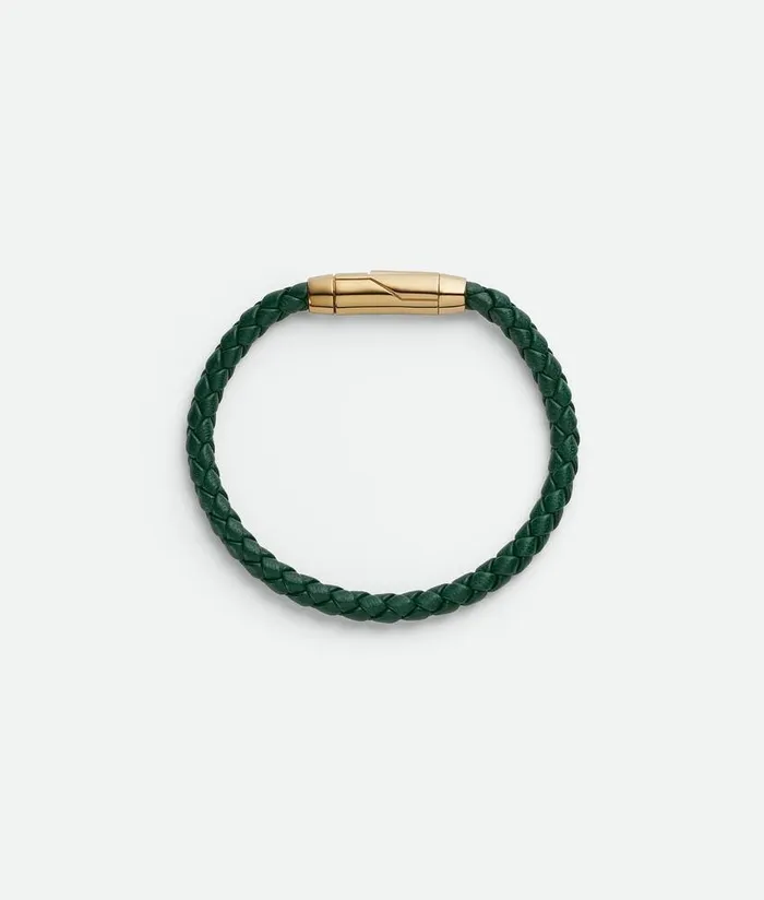 WomenMen Bottega Veneta Bracelets Braid Leather Bracelet Emerald Green
