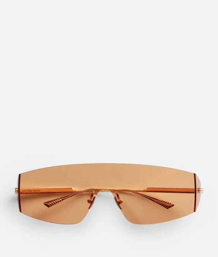 WomenMen Bottega Veneta Sunglasses Futuristic Shield Sunglasses Goldorange