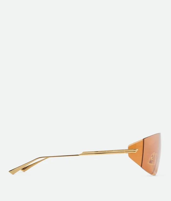 WomenMen Bottega Veneta Sunglasses Futuristic Shield Sunglasses Goldorange