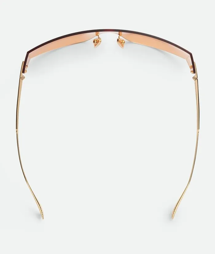 WomenMen Bottega Veneta Sunglasses Futuristic Shield Sunglasses Goldorange