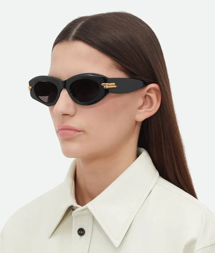 WomenMen Bottega Veneta Sunglasses Mitre Oval Sunglasses Blackgrey