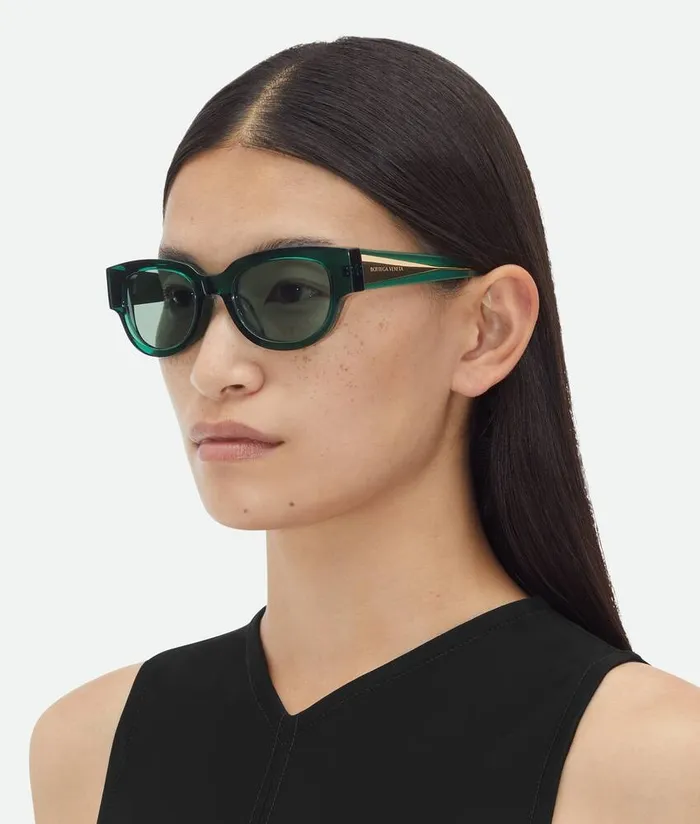 WomenMen Bottega Veneta Sunglasses TriFold Square Sunglasses Greengreen