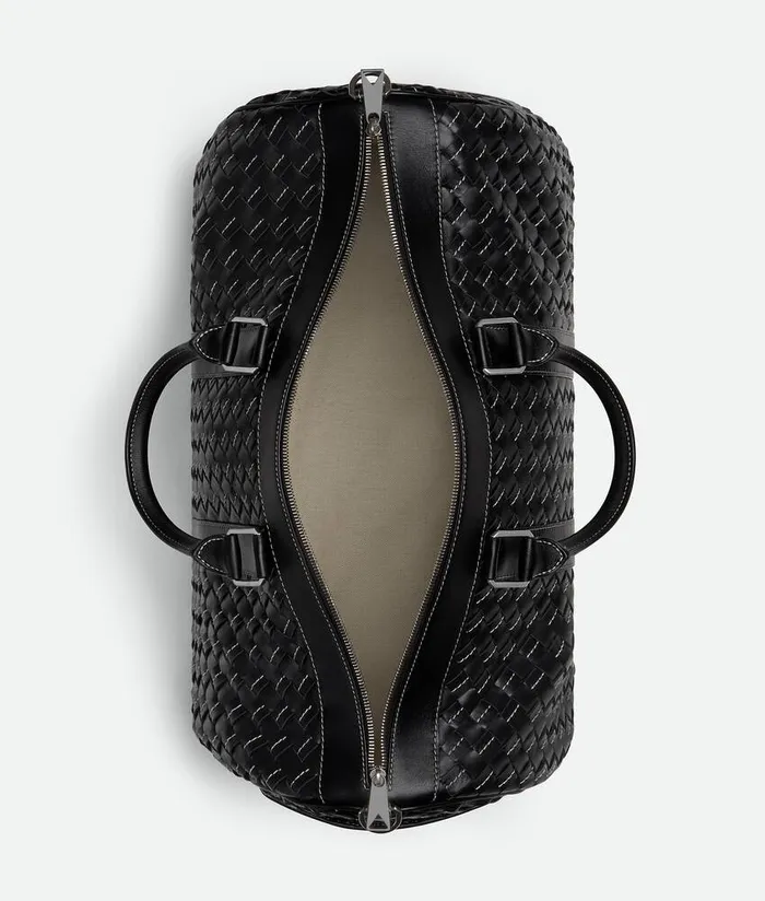 WomenMen Bottega Veneta Travel Bags Intrecciato Duffle Black Natural