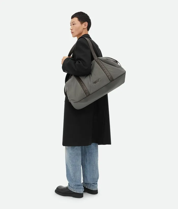 WomenMen Bottega Veneta Travel Bags Large Crossroad Weekender Light Graphite