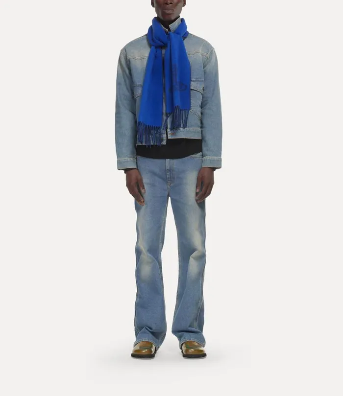 WomenMen Double Logo Scarf Blue Vivienne Westwood Scarves And Ponchos WomenMen Double Logo Scarf Blue Vivienne Westwood Scarves And Ponchos