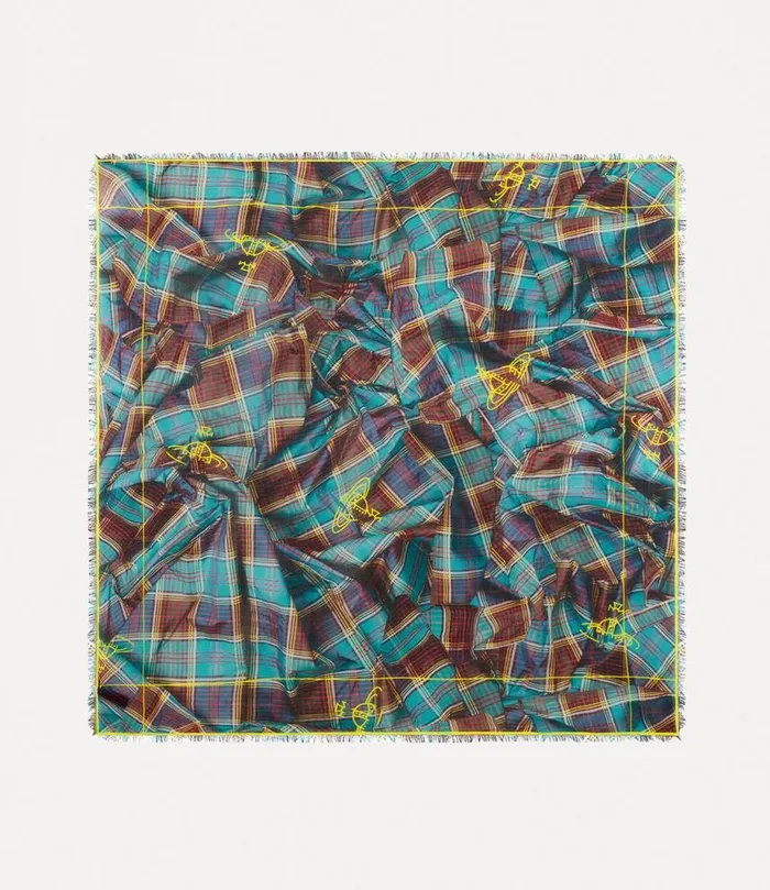 WomenMen Draped Tartan Square Scarf Turquoise Vivienne Westwood Scarves And Ponchos