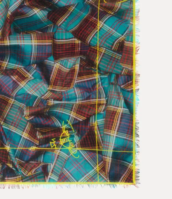 WomenMen Draped Tartan Square Scarf Turquoise Vivienne Westwood Scarves And Ponchos WomenMen Draped Tartan Square Scarf Turquoise Vivienne Westwood Scarves And Ponchos