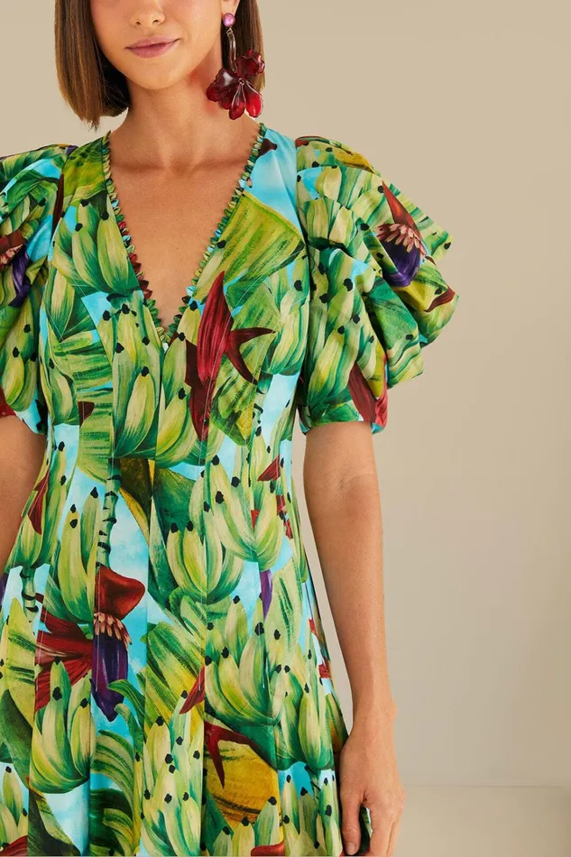 Women Midi Dresses Farm Rio Blue Banana Pingo Midi Dress