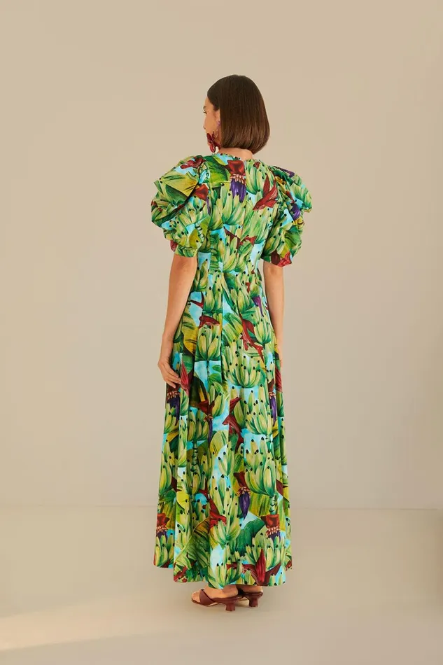 Women Midi Dresses Farm Rio Blue Banana Pingo Midi Dress