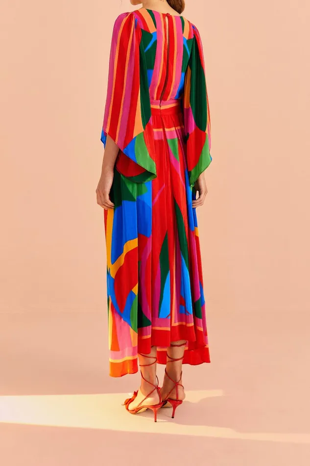 Women Midi Dresses Farm Rio Colorful Leaves Midi Dress