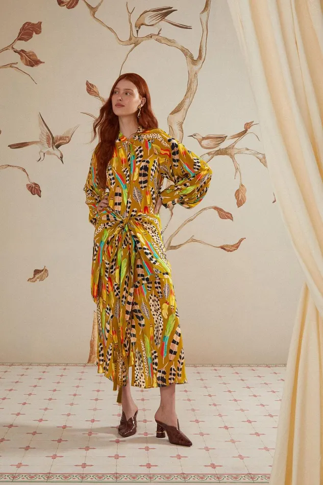 Women Midi Dresses Farm Rio Green Amazon Feathers Midi Dress