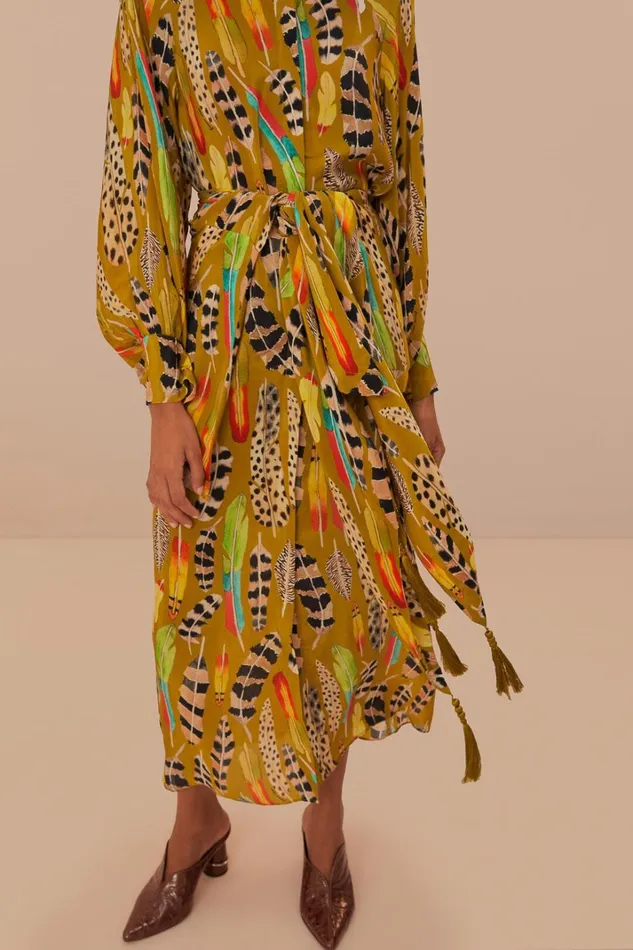Women Midi Dresses Farm Rio Green Amazon Feathers Midi Dress