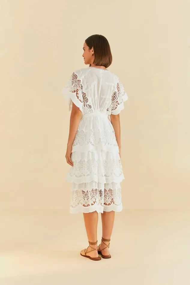 Women Midi Dresses Farm Rio OffWhite Richelieu Midi Dress