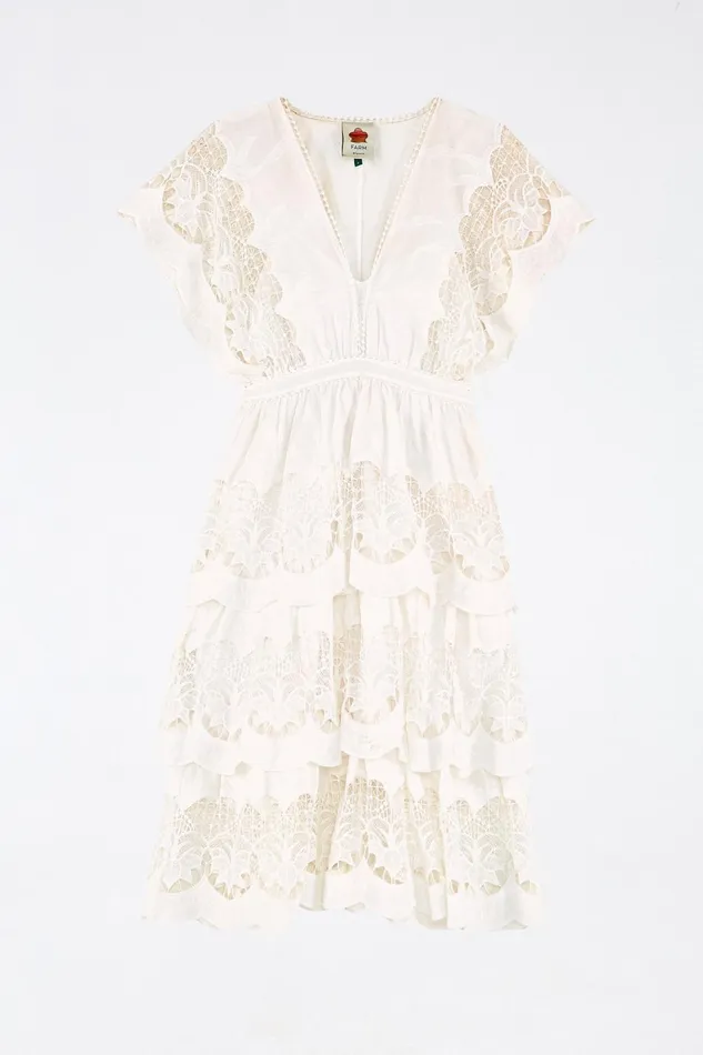 Women Midi Dresses Farm Rio OffWhite Richelieu Midi Dress