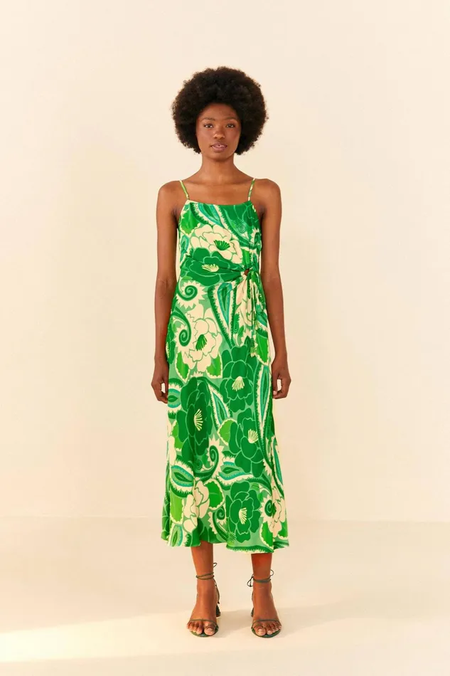 Women Midi Dresses Farm Rio Tropical Groove Circle Cut Out Midi Dress