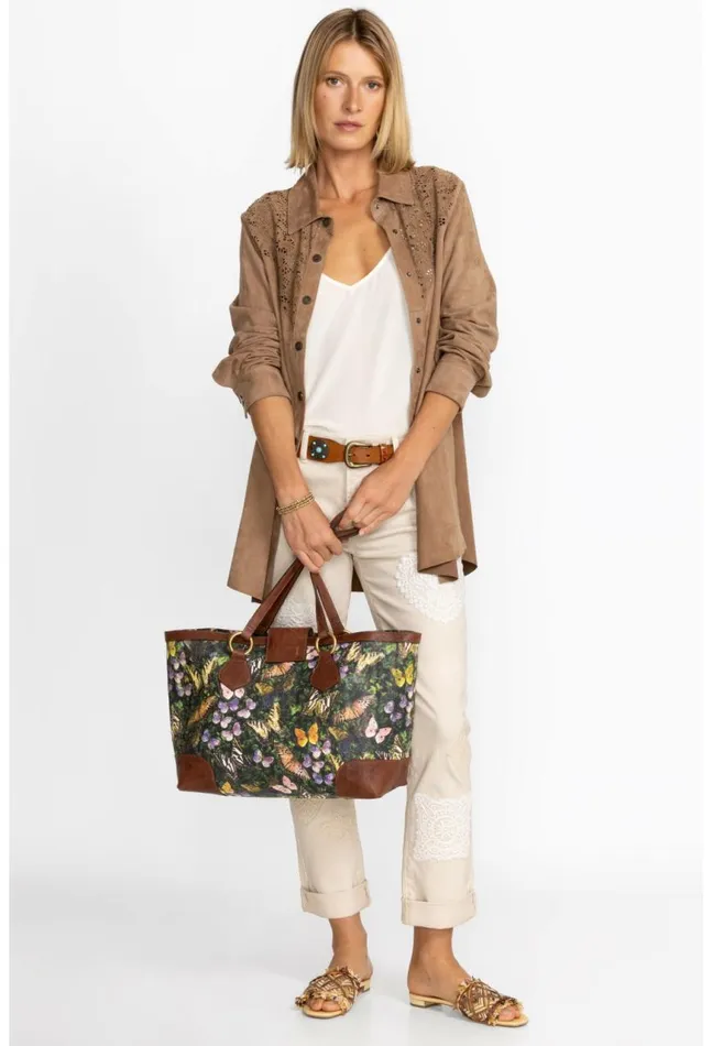 Women Midnight Mariposa Italian Leather Tote Midnight Mariposa Johnny Was Handbags