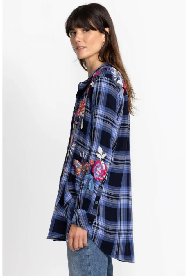 Women Mika Painters Smock Tunic Plaid Johnny Was Tops