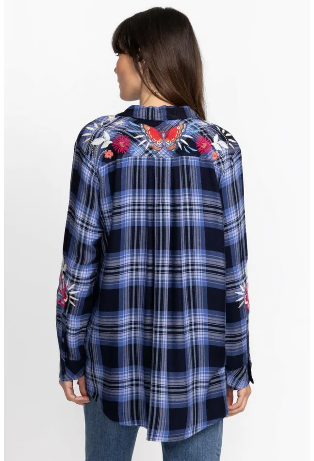 Women Mika Painters Smock Tunic Plaid Johnny Was Tops