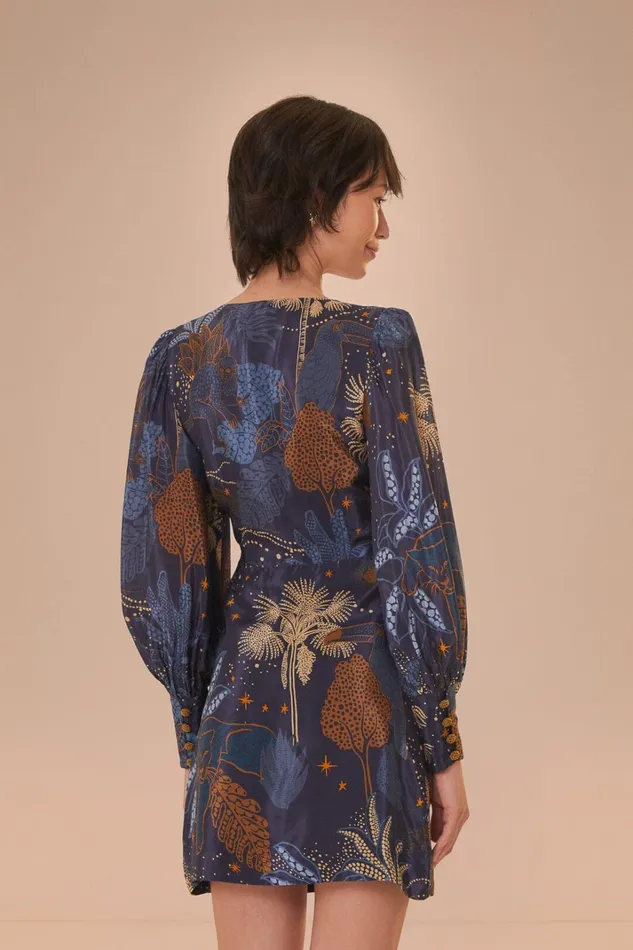 Women Mini Dresses Farm Rio Navy Blue Night Jungle Mini Dress