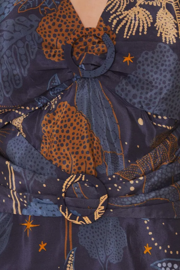 Women Mini Dresses Farm Rio Navy Blue Night Jungle Mini Dress