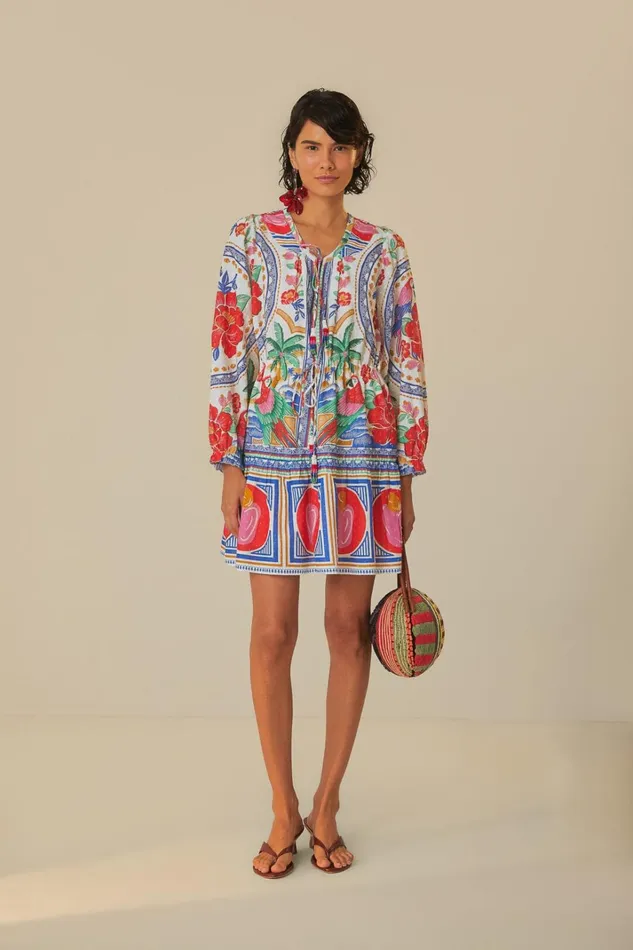 Women Mini Dresses Farm Rio OffWhite Flowers Beach Mini Dress