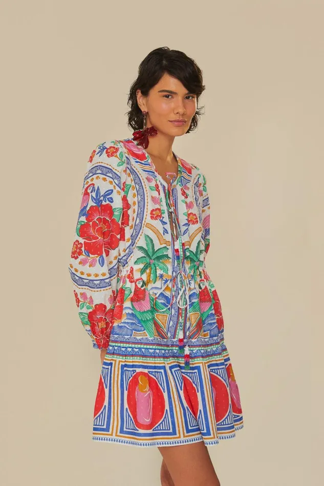 Women Mini Dresses Farm Rio OffWhite Flowers Beach Mini Dress