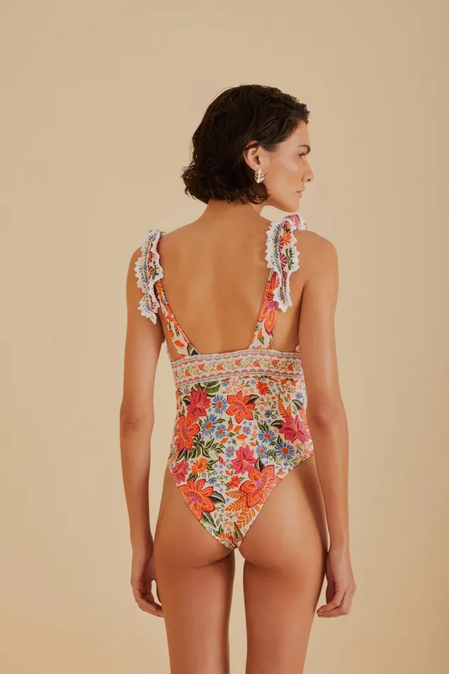 Women OnePiece Swimsuits Farm Rio Bloom Garden One Piece Swimsuit