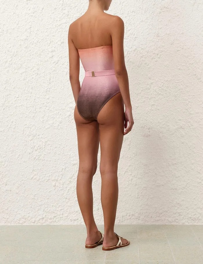 Women One Pieces Zimmermann Golden Metallic Bandeau 1pc Ombre
