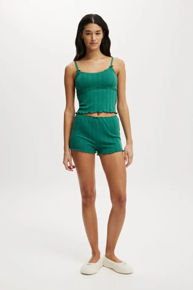 Women Pajamas Cotton On Pointelle Picot Sleep Top College Green