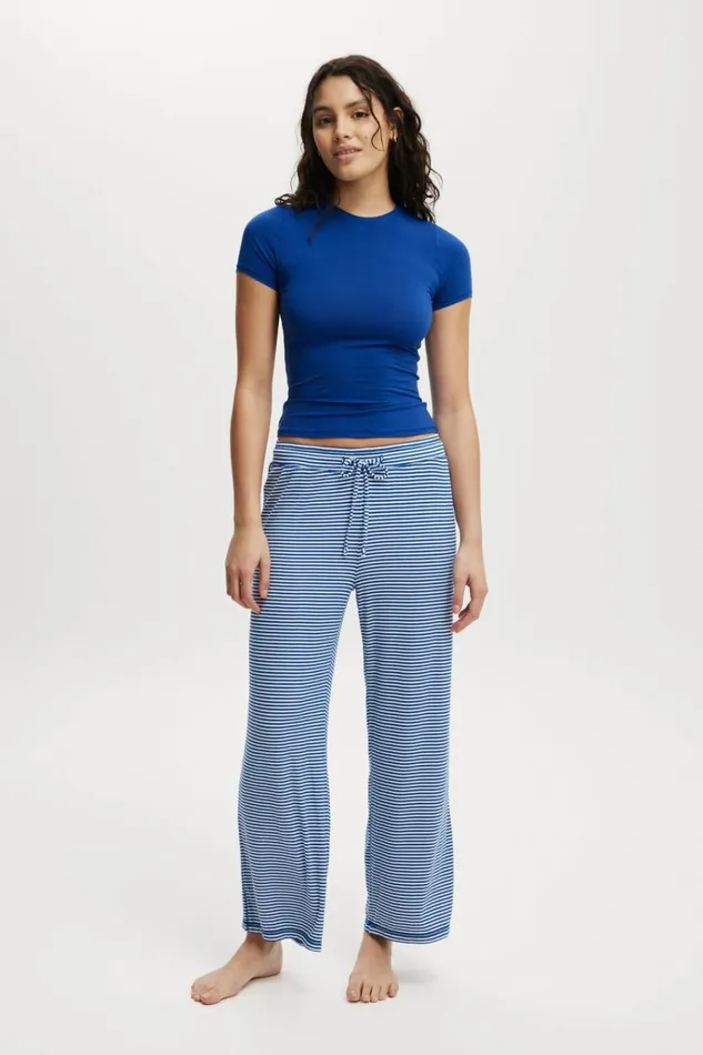 Women Pajamas Cotton On Soft Lounge Fitted TShirt Bonjour Blue Women Pajamas Cotton On Soft Lounge Fitted TShirt Bonjour Blue