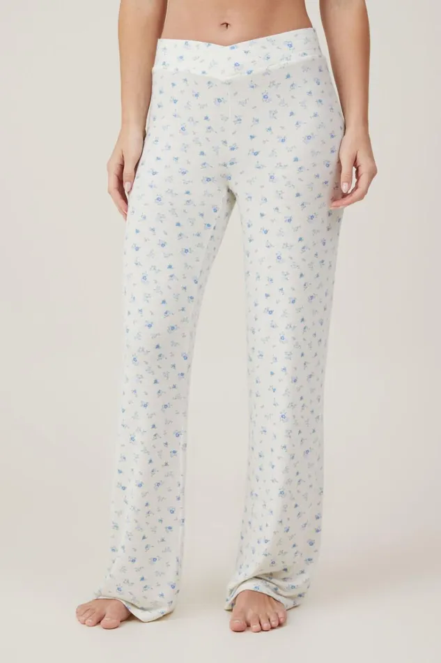 Women Pajamas Cotton On Super Soft V Front Pant Evie Ditsy Blue