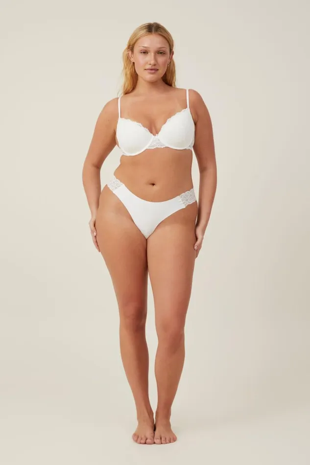 Women Panties Cotton On Party Pants Seamless GString Brief Cream