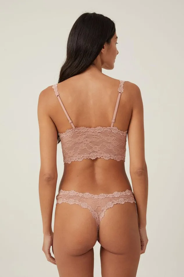 Women Panties Cotton On Stretch Lace G String Brief Nougat