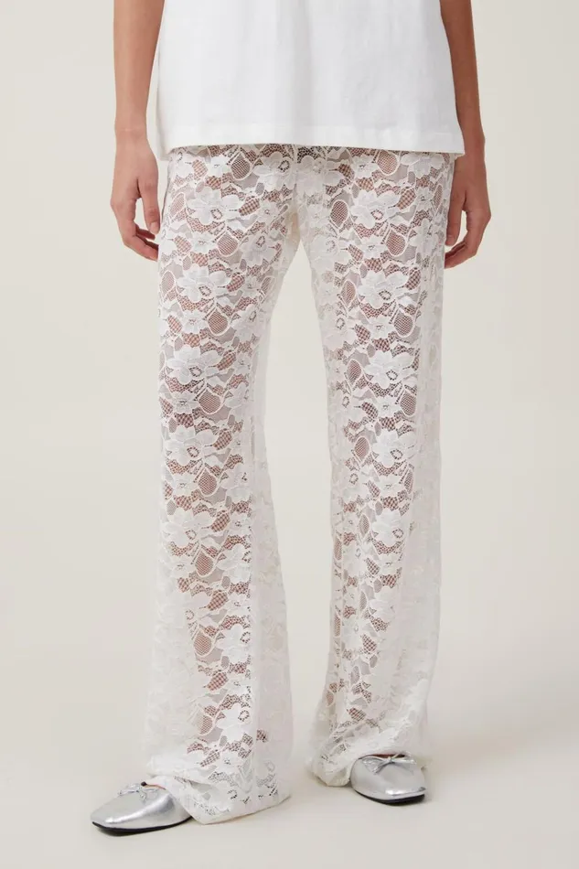Women Pants Cotton On Emmeline Lace Pant Cream