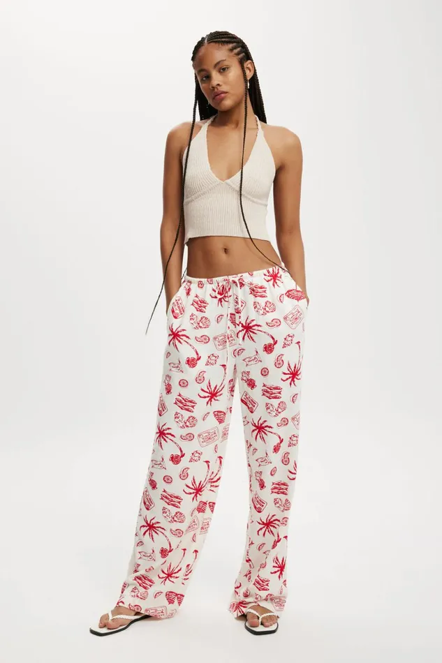 Women Pants Cotton On Haven Wide Leg Pant Mediterranean Escape Gardenia