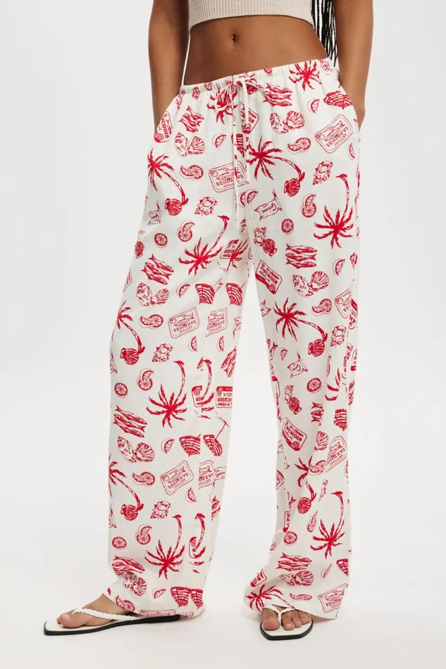Women Pants Cotton On Haven Wide Leg Pant Mediterranean Escape Gardenia