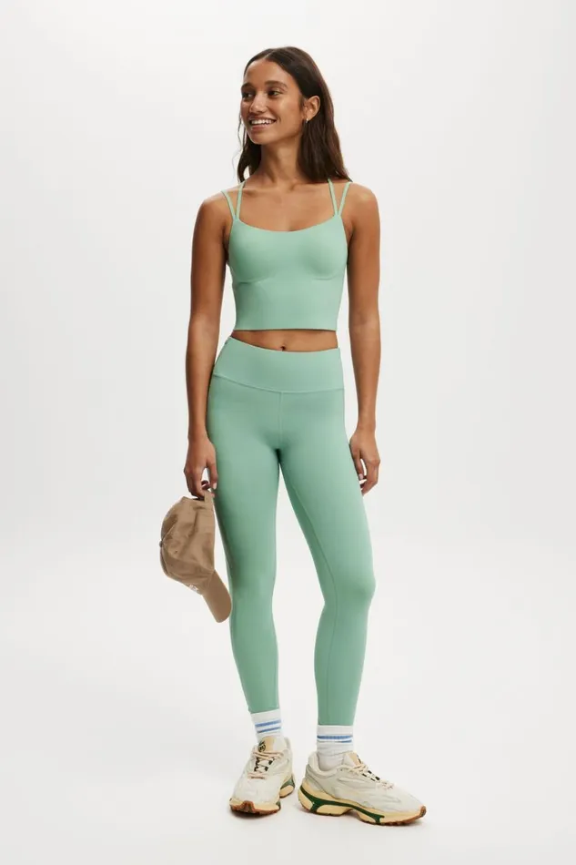 Women Pants Cotton On Ultra Luxe Mesh Panel 78 Tight Malachite Green Mesh