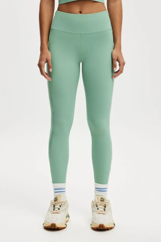 Women Pants Cotton On Ultra Luxe Mesh Panel 78 Tight Malachite Green Mesh