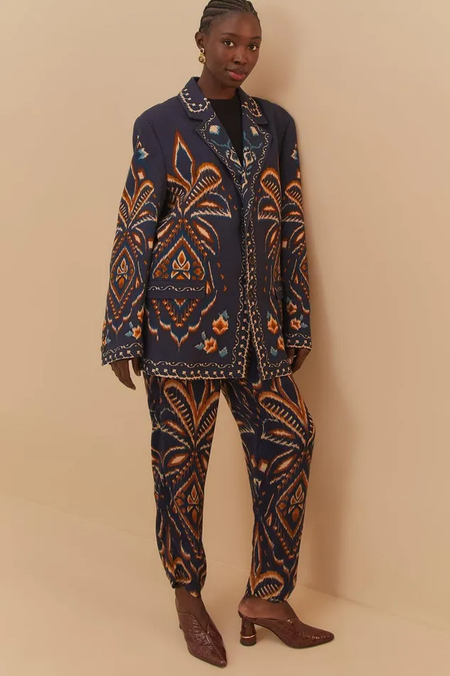 Women Pants Farm Rio Blue Pineapple Ikat Pants