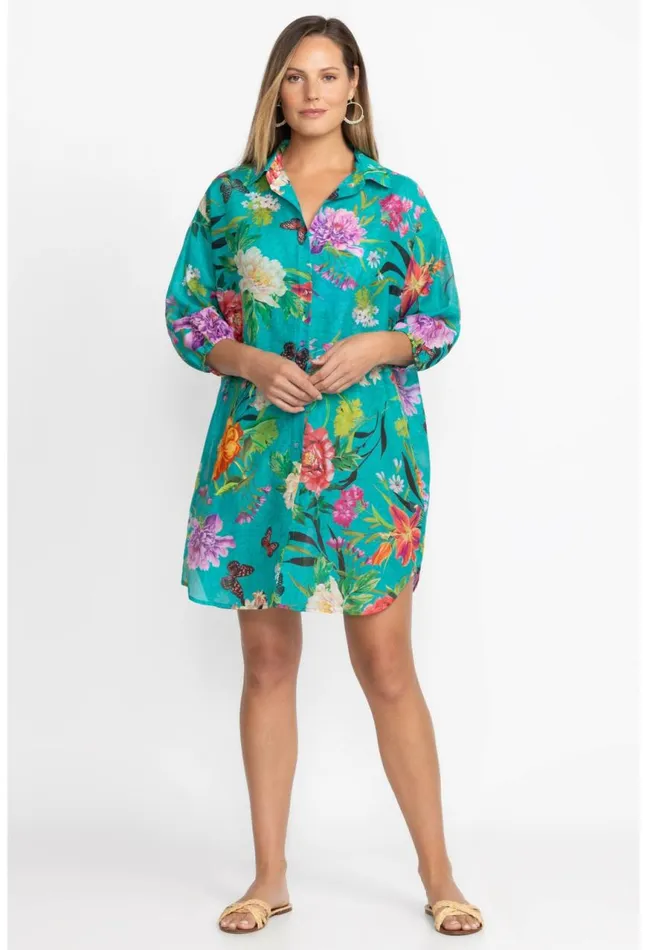 Women Peacock Goza Shirt Dress Peacock Goza Johnny Was Swim and Resort