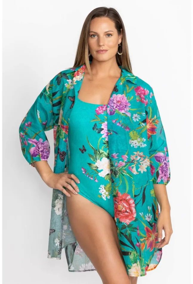 Women Peacock Goza Shirt Dress Peacock Goza Johnny Was Swim and Resort
