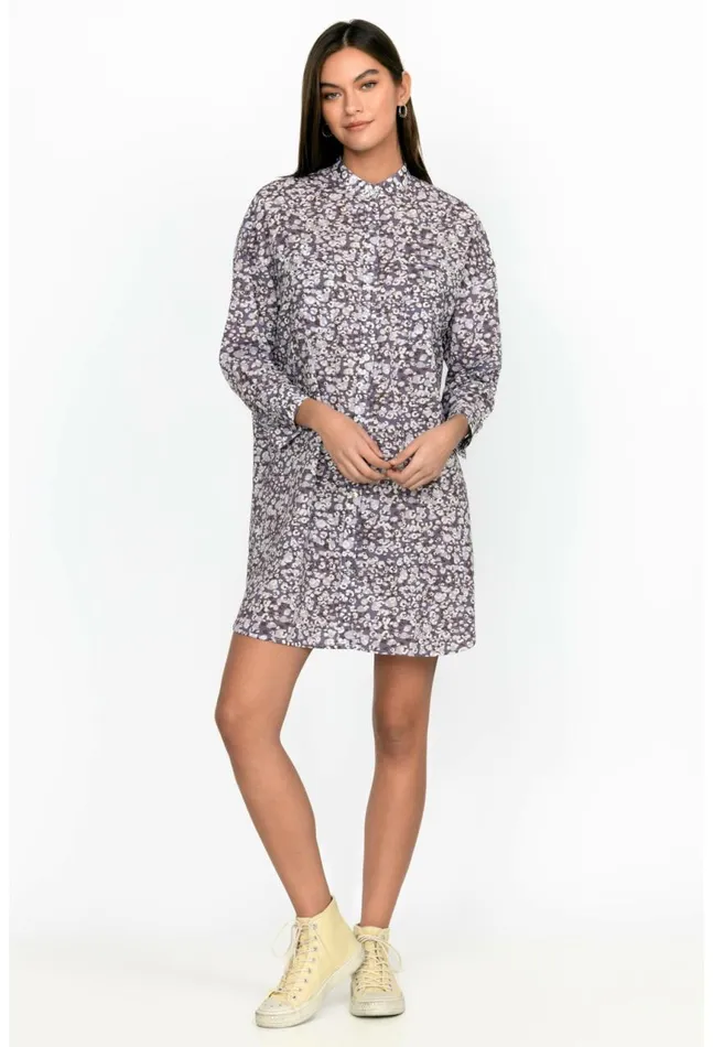 Women Printed Big Shirt Dress Cadet Leopard Spots Johnny Was Dresses