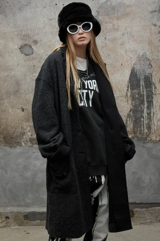 Women R13 Raw Cut Coat 8211 Dark Grey Jackets and Coats